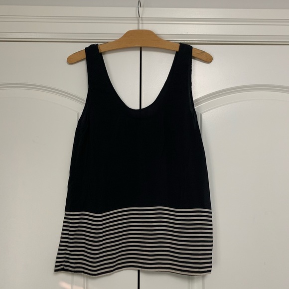 ❤️Joie Silk Blouse Black Cream Stripe Small - Picture 3 of 4